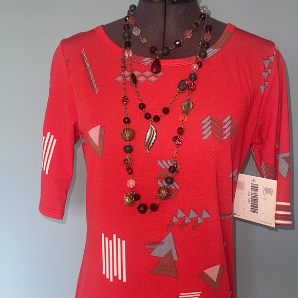 New LuLaRoe Julia T Shirt Sheath Dress XXS Stretch Scoop neck midi length red - Picture 2 of 11